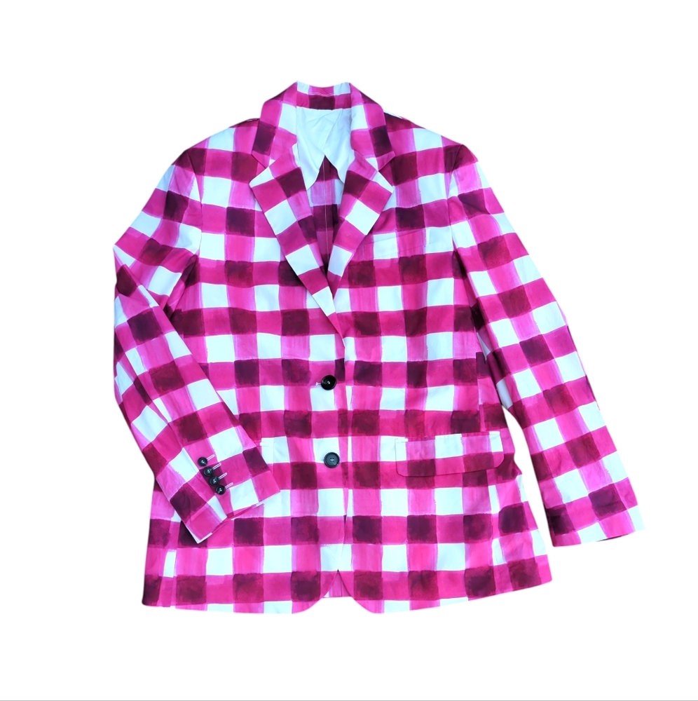 Msgm Milano Gingham Brushed Checked Printed Blaze… - image 5